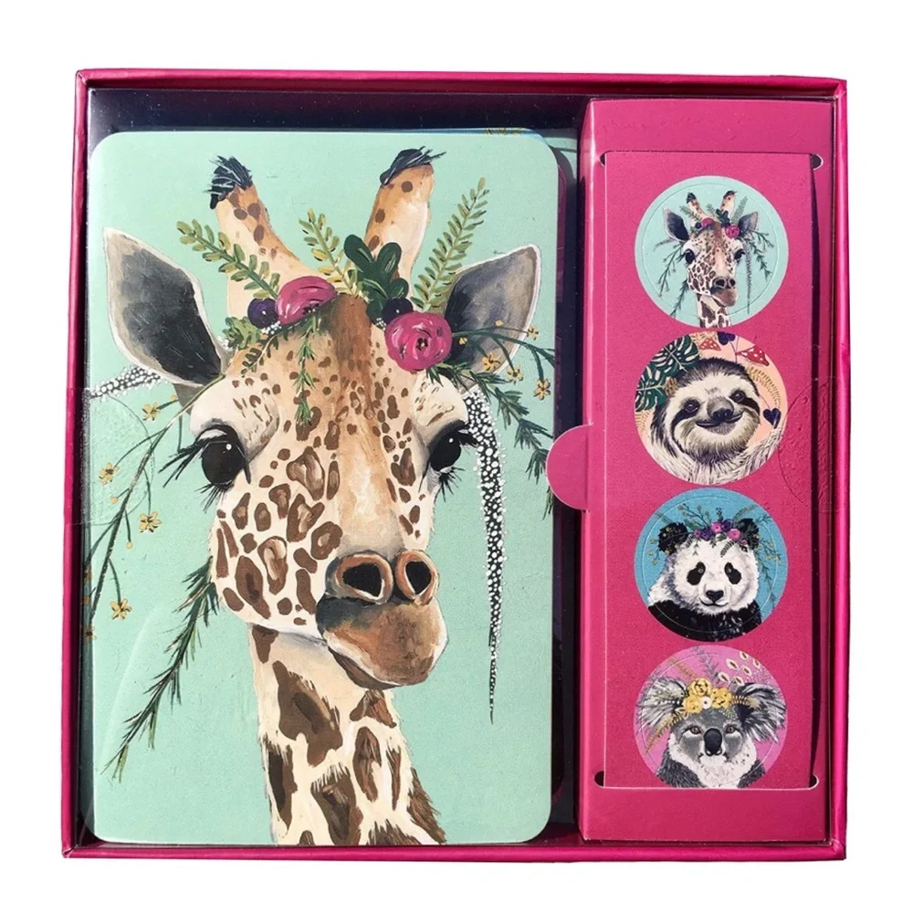 OCS Flower Crown Friends Window Boxed Note Cards with Stickers (NCS08), 12 ct